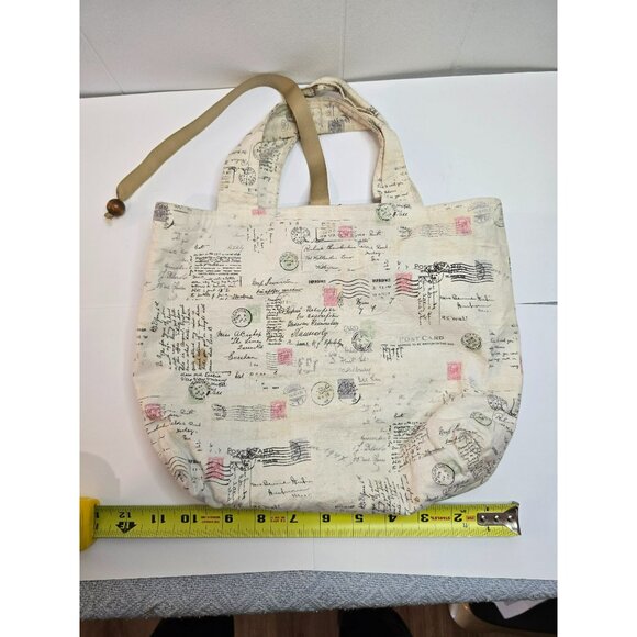 Fabric Textile Bag Handbag Postcard Print Handmade Straps Handle Medium Small - Picture 3 of 10